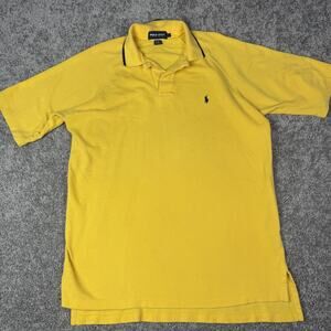 Polo Golf Ralph Lauren Mens Polo Shirt Sz L Cotton Yellow Short Sleeve